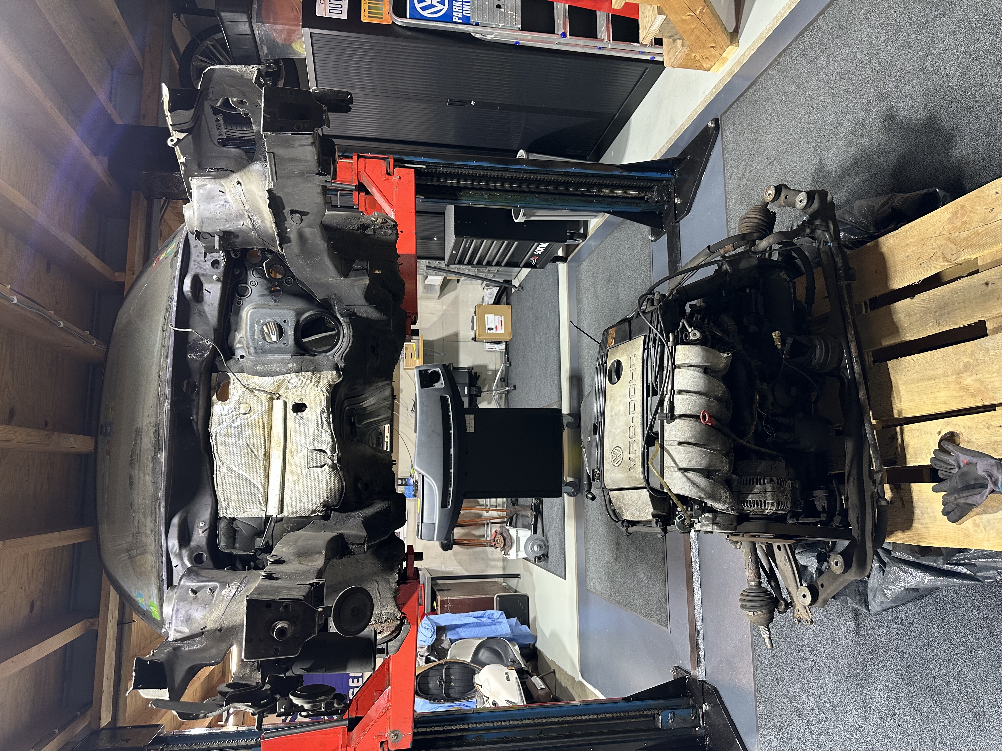 Car shell in paint booth